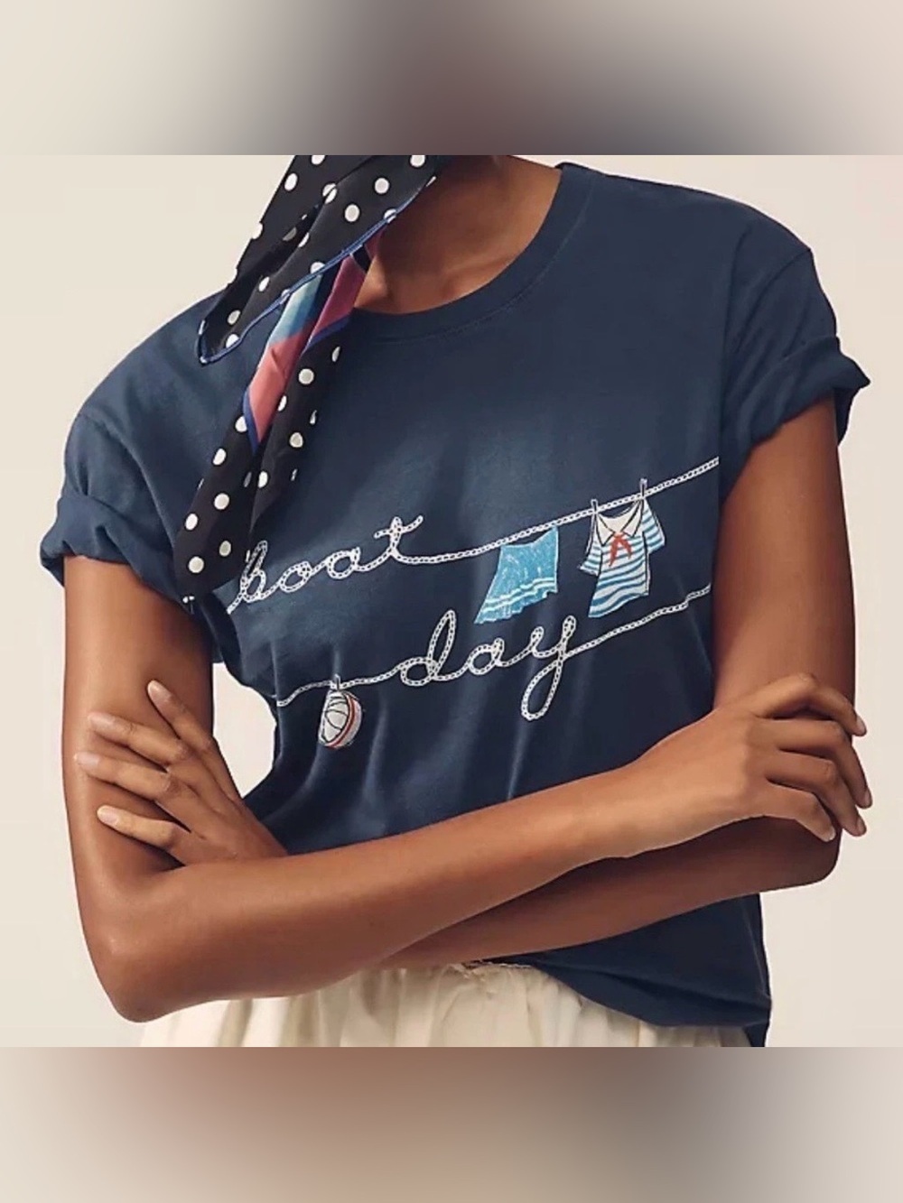 Anthropologie Navy 'Boat Day' Graphic Tee